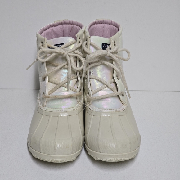 Girls Sperry lace up duck boot cream size 4 - Picture 16 of 16